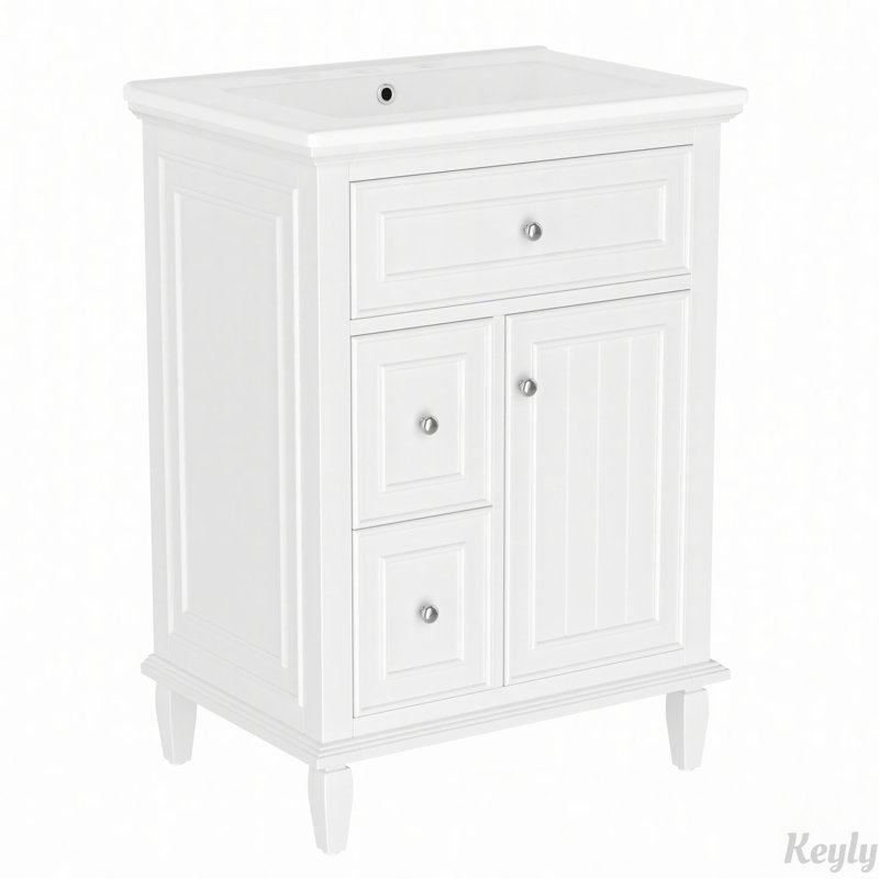 24" Versatile Bathroom Vanity with Advanced Features for Optimal Functionality, White