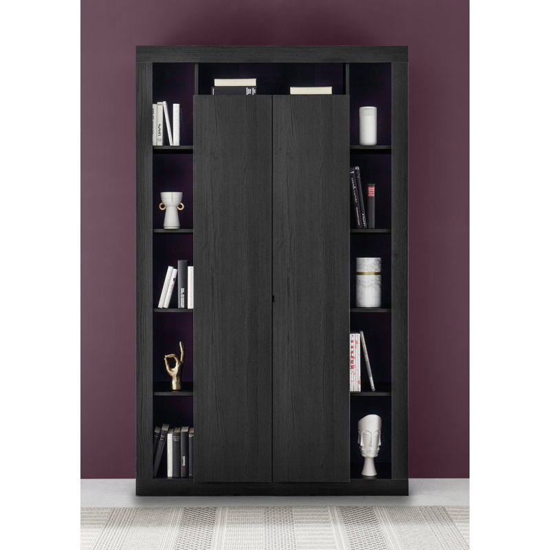 Adalgiso 217 cm H x 134 cm W Standard Bookcase, Black