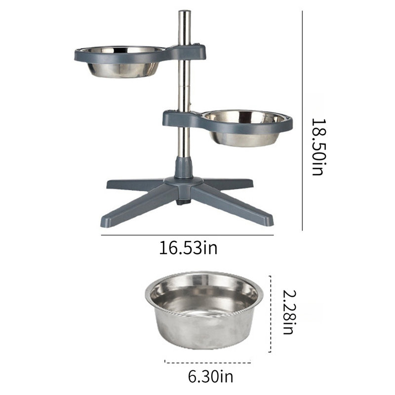 Bols pour chien réglables en hauteur avec 2 bols pour chien