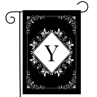 Black And White Monogram Y Garden Flag