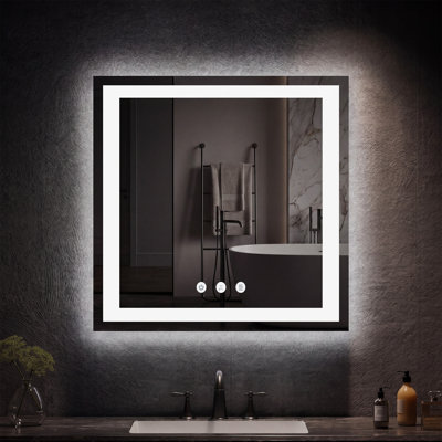 LED Bathroom Vanity Mirror with Anti-Fog, Dimmable Front and Backlit Lights, Tempered Glass