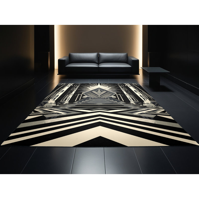Tapis noir moelleux moelleux Alton Throne Alien, 3 X 5