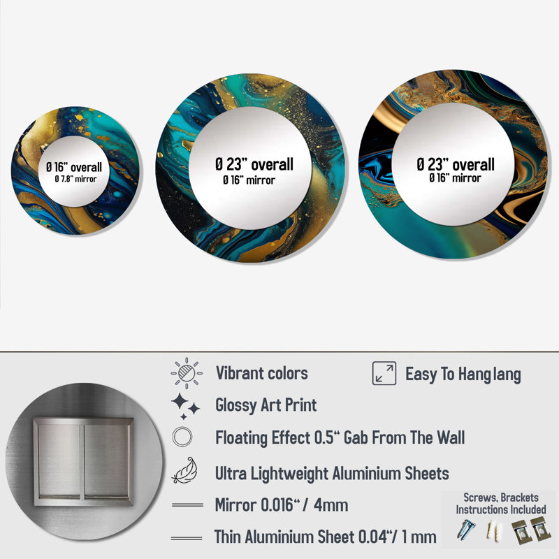 Miroir mural rond Blue Dreams