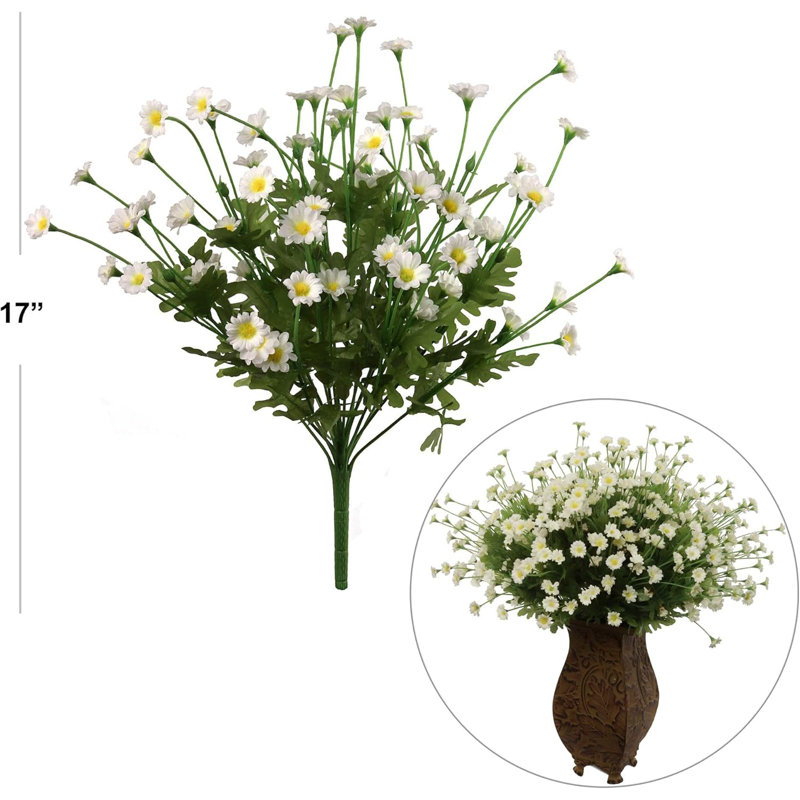 Bouquet de marguerites blanches 17 pouces - paquet de 2, fausses fleurs pour arrangements de vases et décorations