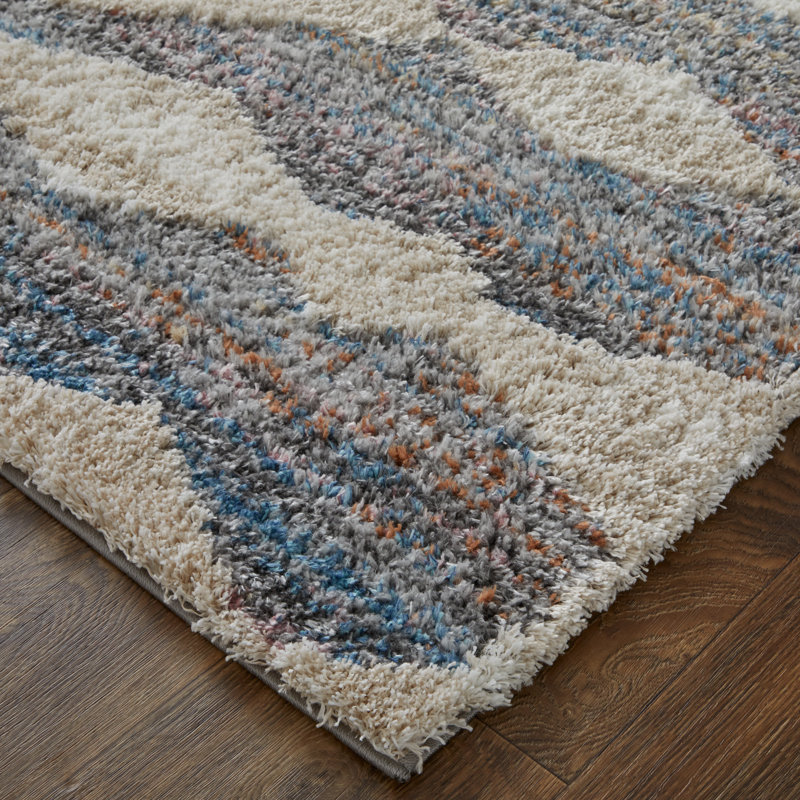 Caide Bohemian & Eclectic Diamond Polyester Area Rug, Rectangle 4' x 6'