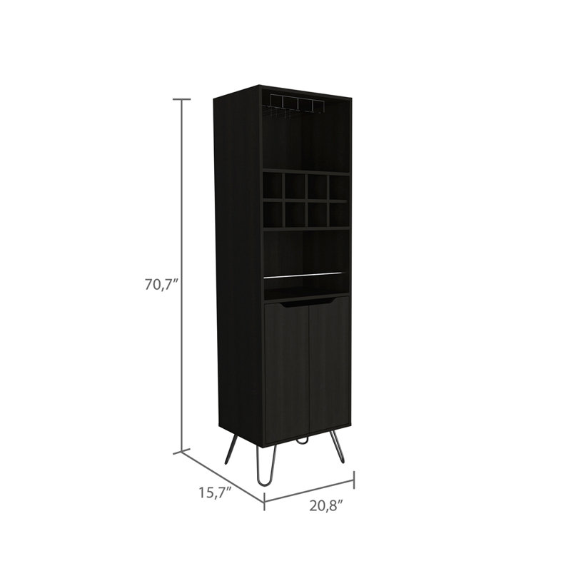 Armoire de bar 8 tablettes 8 bouteilles Wengue