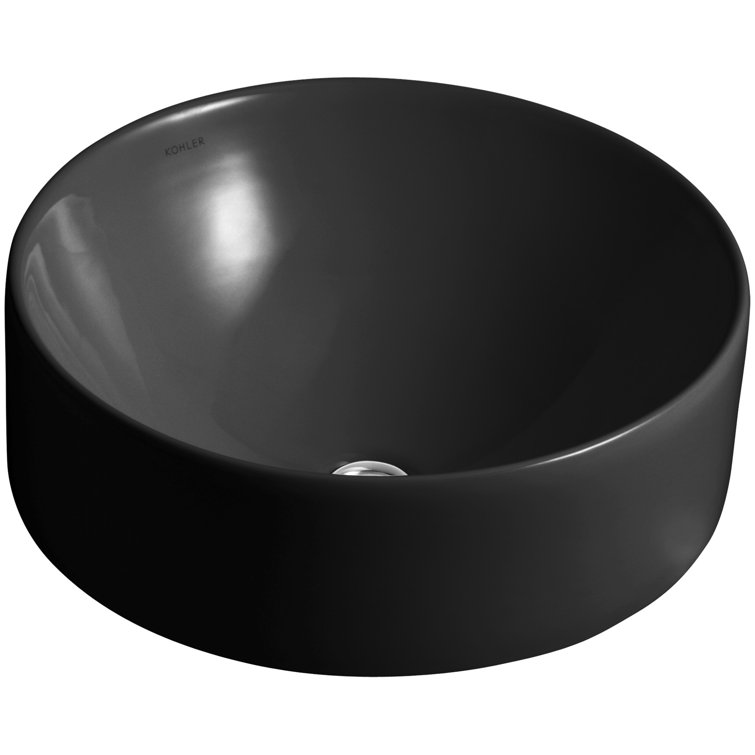 Vox® Vitreous China Circular Vessel Bathroom Sink with Overflow