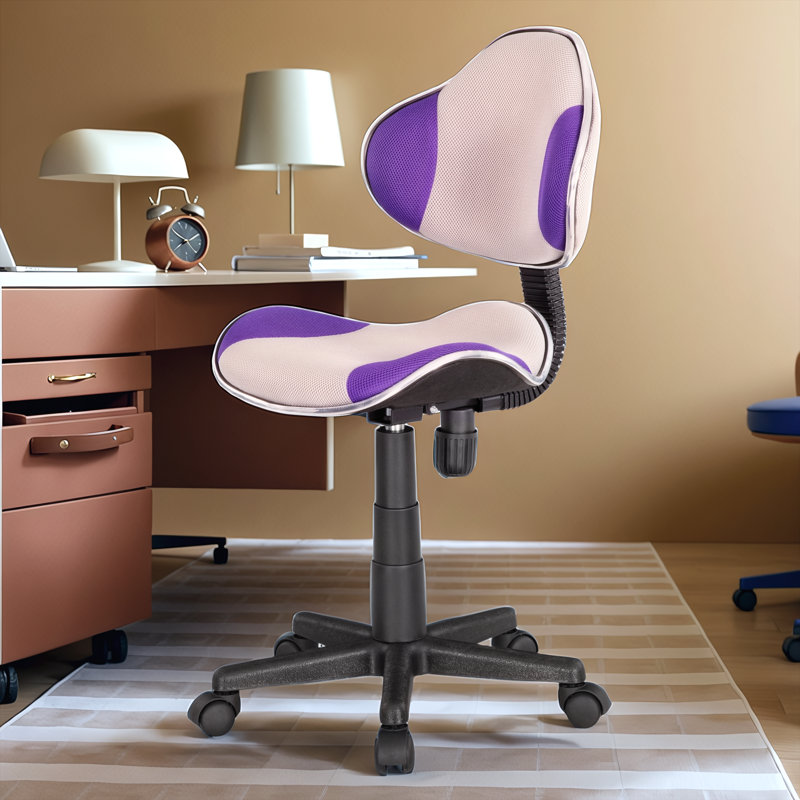 Aldous 360° Swivel Writing Office Task Chair with Mesh Back and Adjustable Height, Purple/Gray