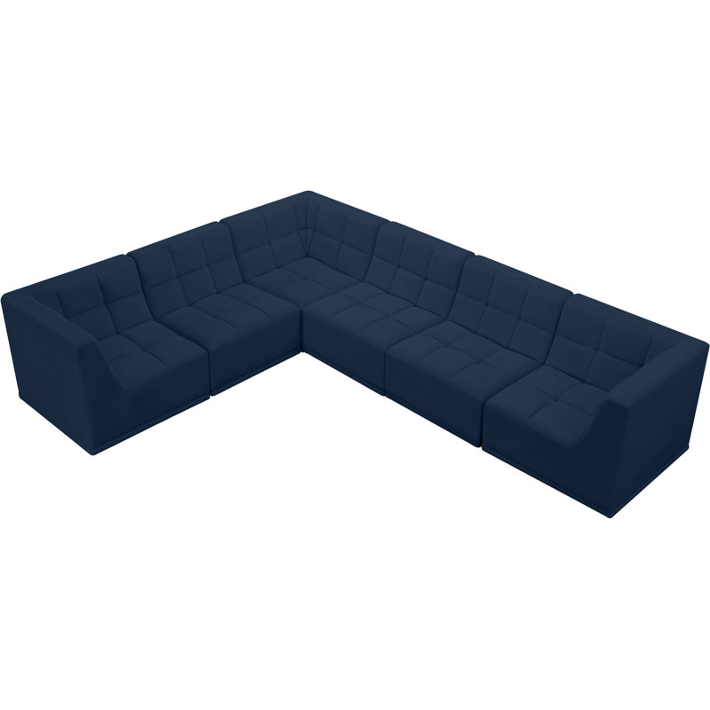 Canapé modulaire réversible en velours Hétal, Velours bleu marine