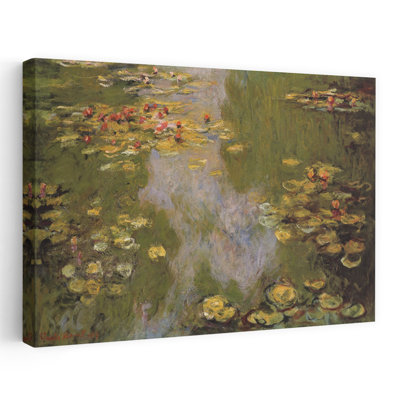 Water Lilies 1919 Classic Traditional Contemporary Lily Lotus Flower Wall Art Print by Claude Monet - Wrapped Canvas Print