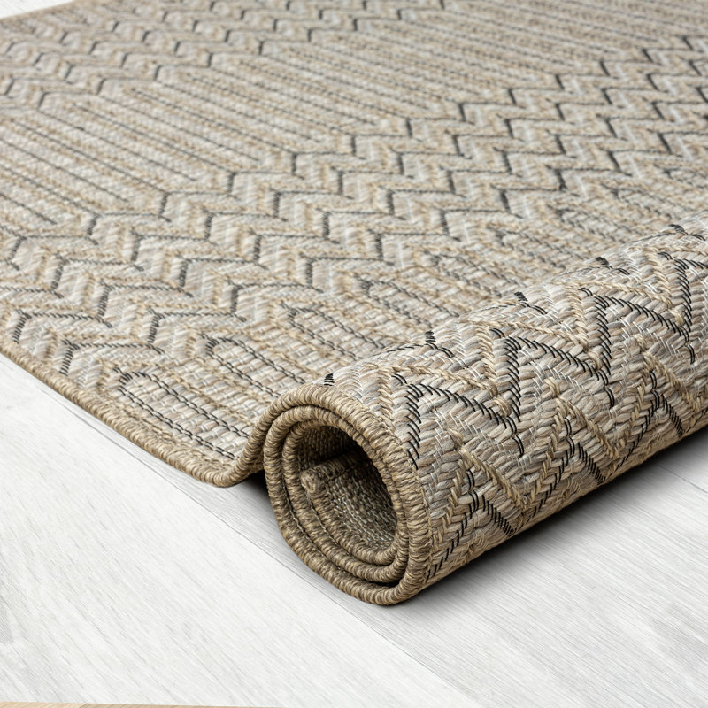 Hashrat Flatweave Faux Jute Tan/Natural Indoor/Outdoor Rug, Rectangle 5' x 7'