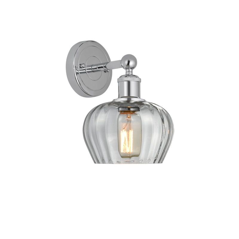 Canute Armed Sconce, Clear, Polished Chrome
