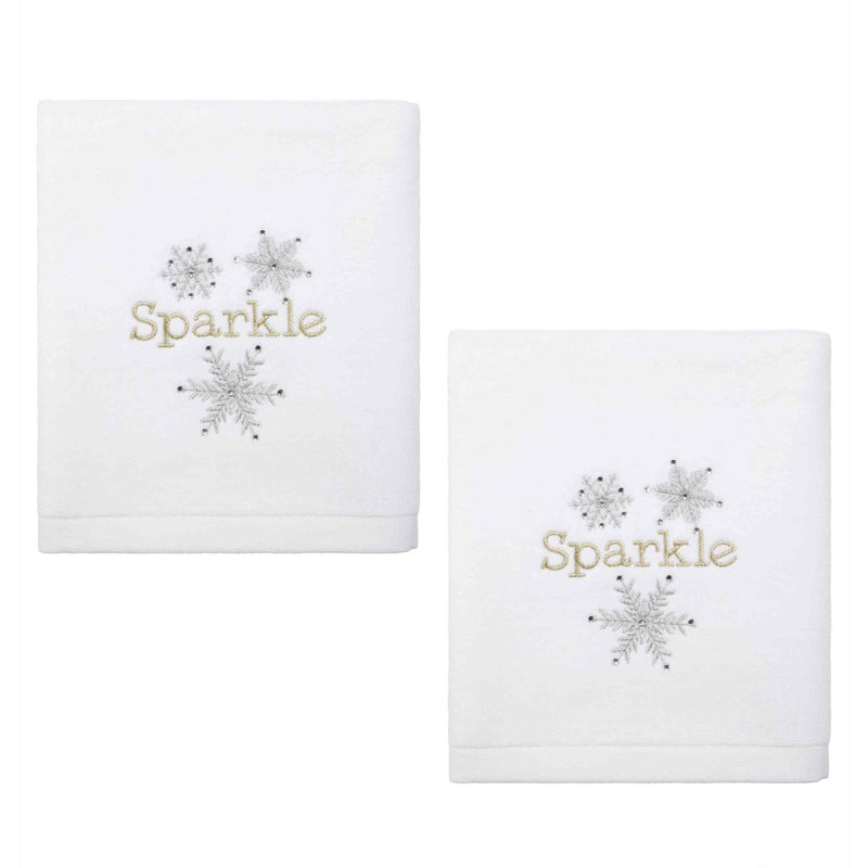 The Holiday Aisle® Snowflake 2-Pack Hand Towel Set