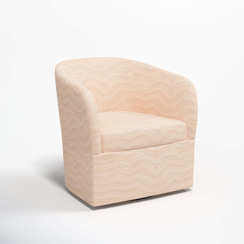 Lesia Upholstered Swivel Barrel Chair, Make Waves Buff