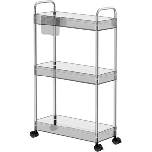 3-Tier Acrylic Shelf,Multi-functional Rolling Practical Rrolley,Flexible & Durable