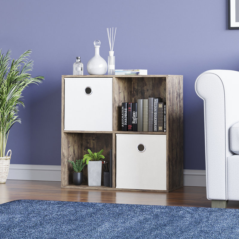 Bursa 64.5cm H x 65cm W Bookcase, Dark Wood/White