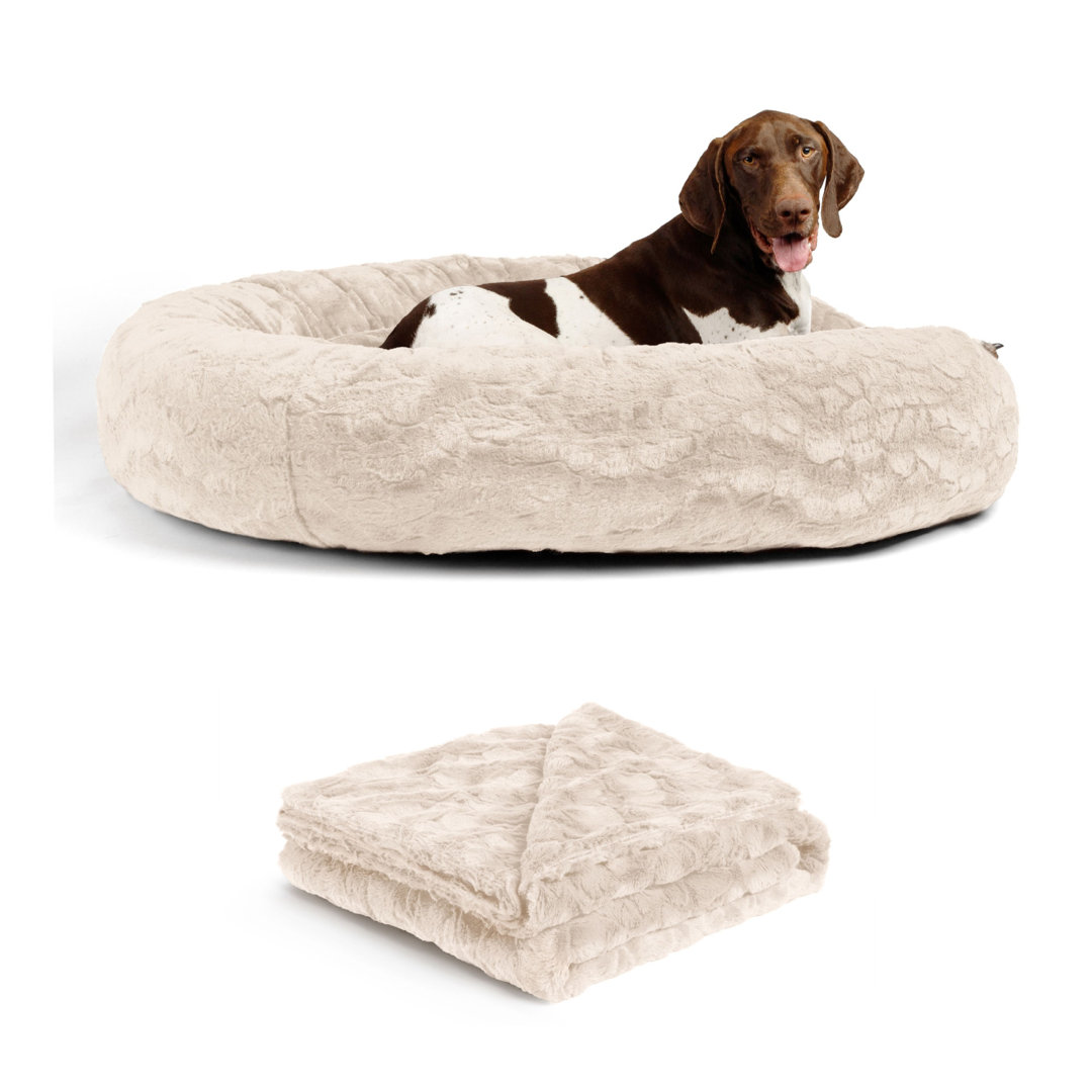 Best Friends by Sheri Bundle The Original Calming Lux Donut Cuddler Pet Bed/Throw Best Friends By Sheri Color: Oyster Size: Extra Large (31" W x 46" D x 2.2" H)