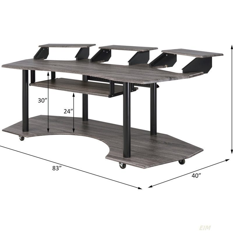 Bureau Eleazar Finish Music Studio, H 36,96 po x l 83,03 po x P 39,96 po, Chêne foncé