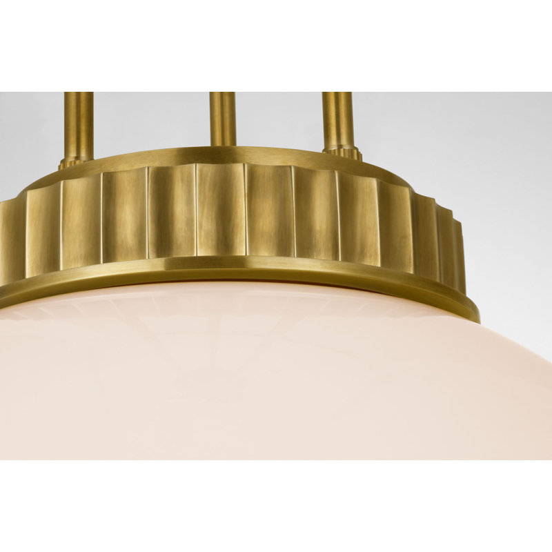 Cavill 16" Pendant with White Glass, Natural Brass