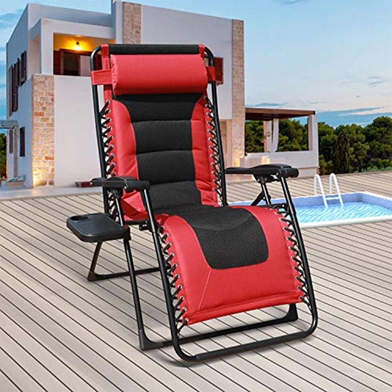 Chaise inclinable zéro gravité avec coussin, Rouge