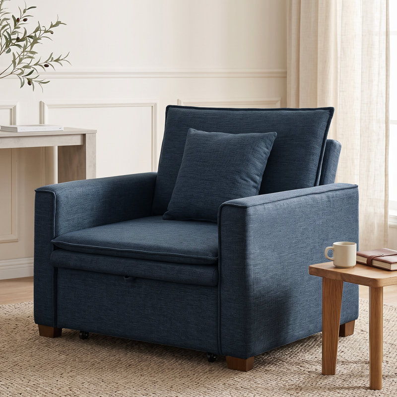 Fauteuil d'appoint convertible 3 en 1, fauteuil-lit multifonctionnel pour petits espaces, Dark Blue