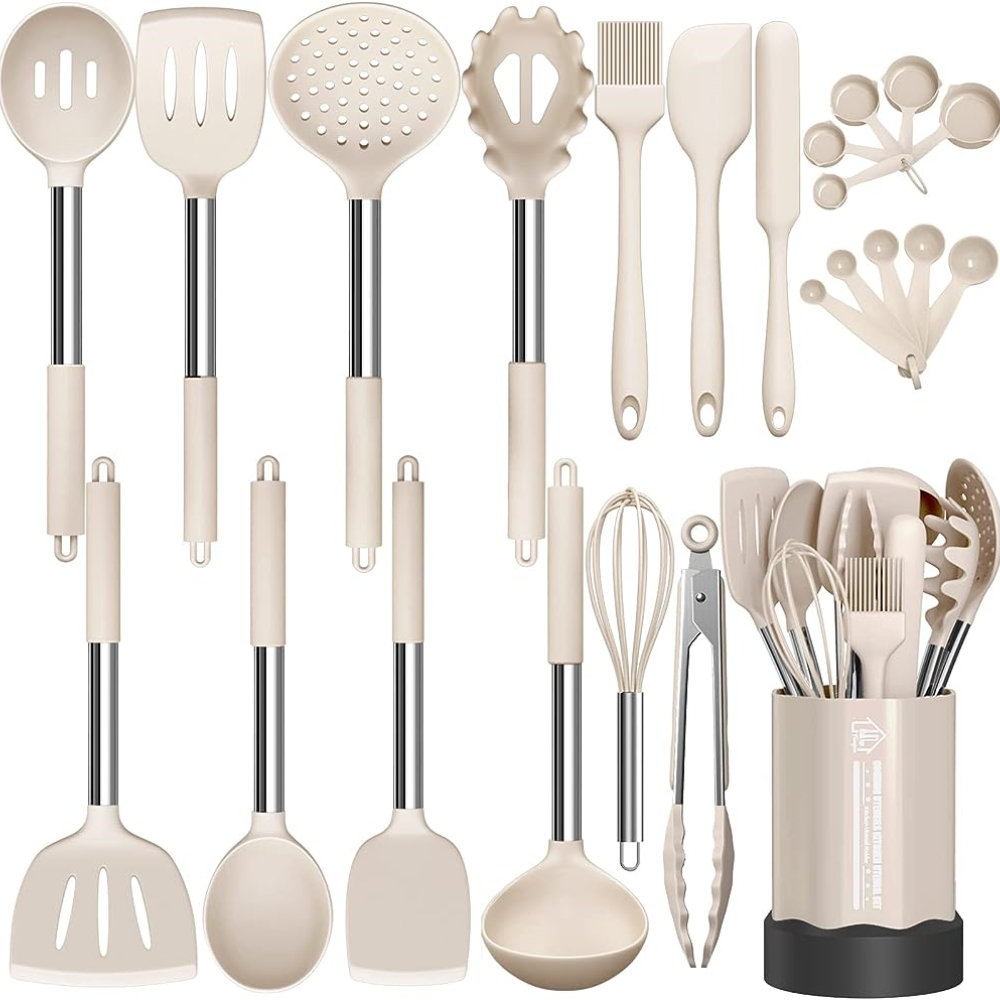 SC0GO 24 Pcs Silicone Cooking Utensil Set, Non-stick Kitchen Utensil ...