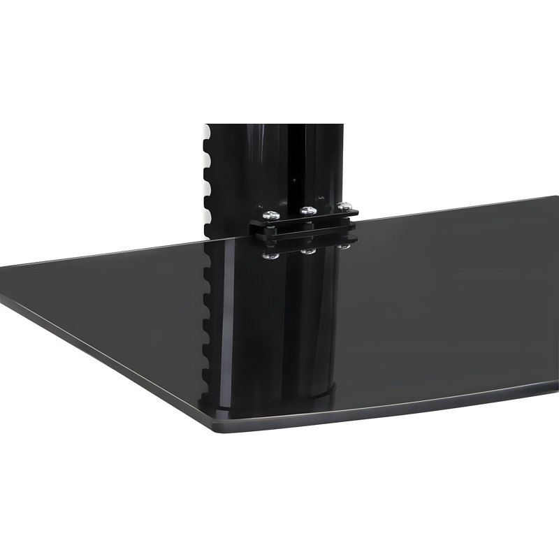 Floating Wall Shelf Bracket For Av Receiver, Gaming Console, Cable Box, Dvd Player, Projector, 2 Adjustable Tempered Glass Shelves,Capacity, Cable Management