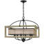 Lustre carré en bois d'hévéa 6 lumières avec abat-jour en organza Palencia