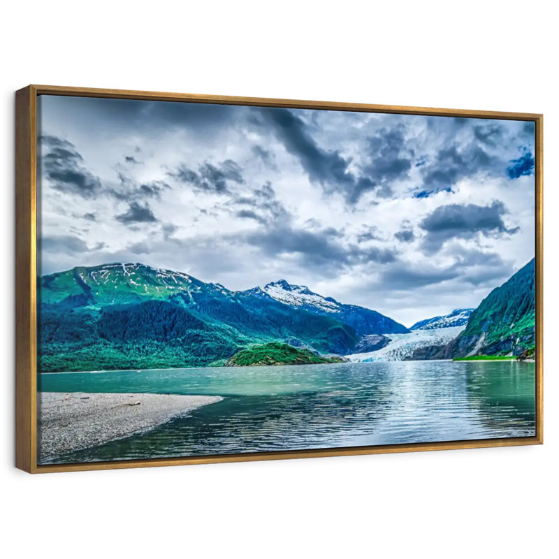 Alaska Mountain Scene, Floating Frame Gold, 40" X 27"