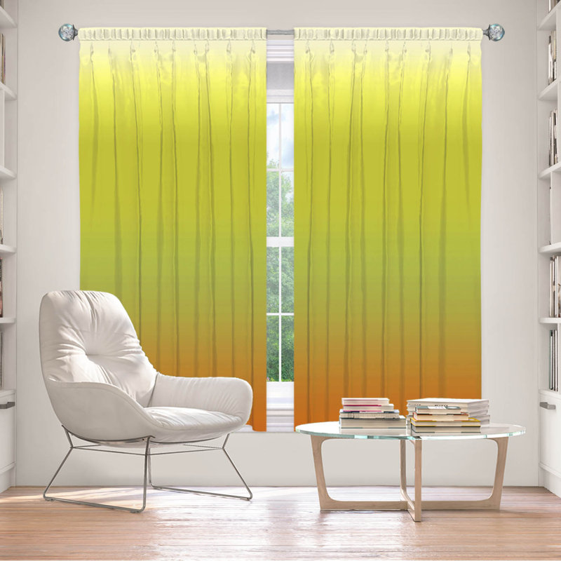 Vandela Room Darkening Curtain Pair, 40" W x 82" L, Orange/Green/Yellow