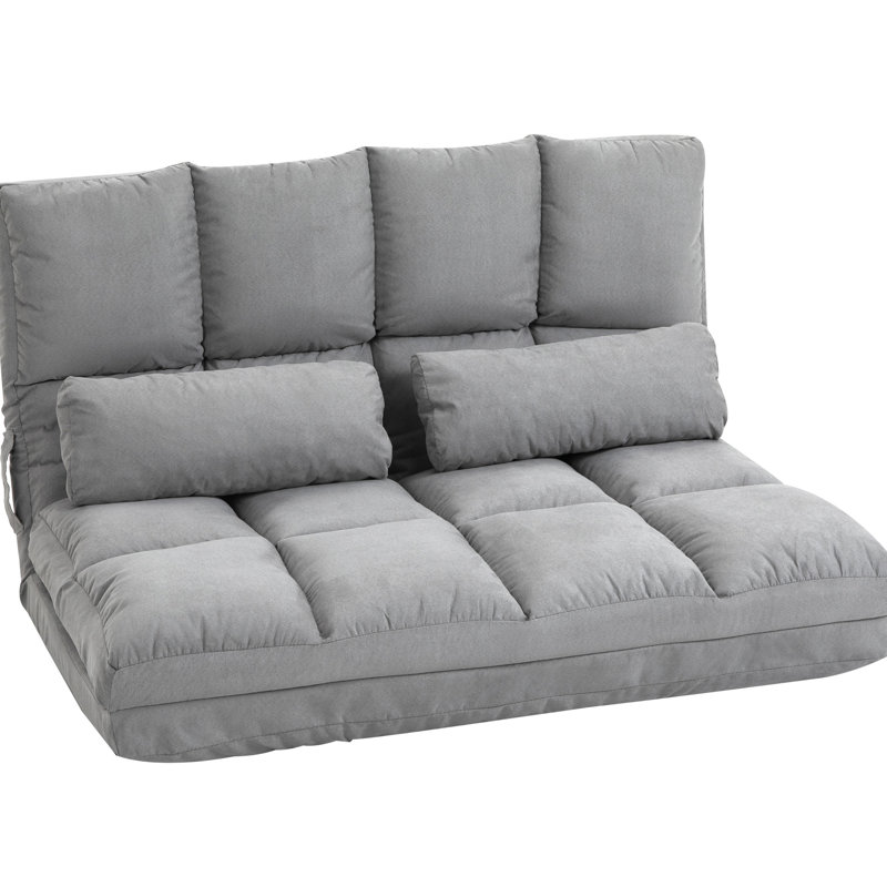 Chaise de lit pliable, réglable et 2 coussins, gris, peu encombrant, robuste et pliable, avec support robuste