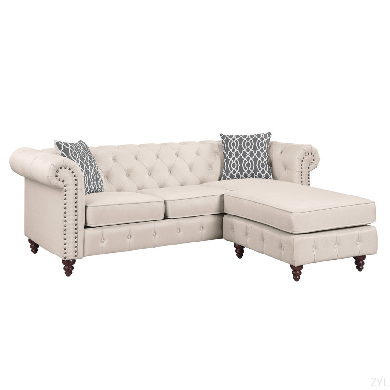 Canapé modulaire réversible en tissu Waldina, Beige