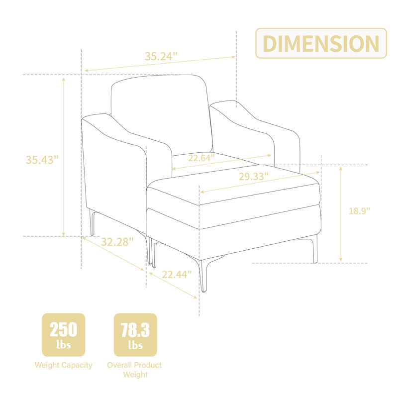 Canapé modulaire convertible en velours côtelé gris modulaire avec 1 siège, accoudoirs, pieds en acier, siège à coussins multiples, compatible avec tout décor, structure en bois massif et manufacturé