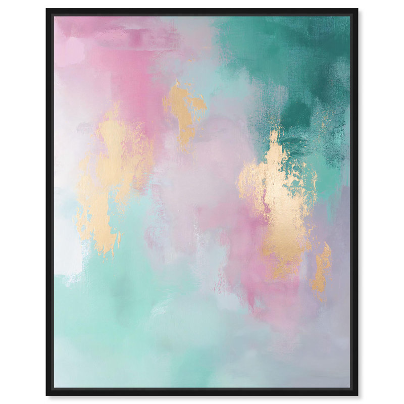 Cotton Candy Skies Pastel Abstracts par Art Remedy, H 21 po x l 17 po, Cadre flottant noir