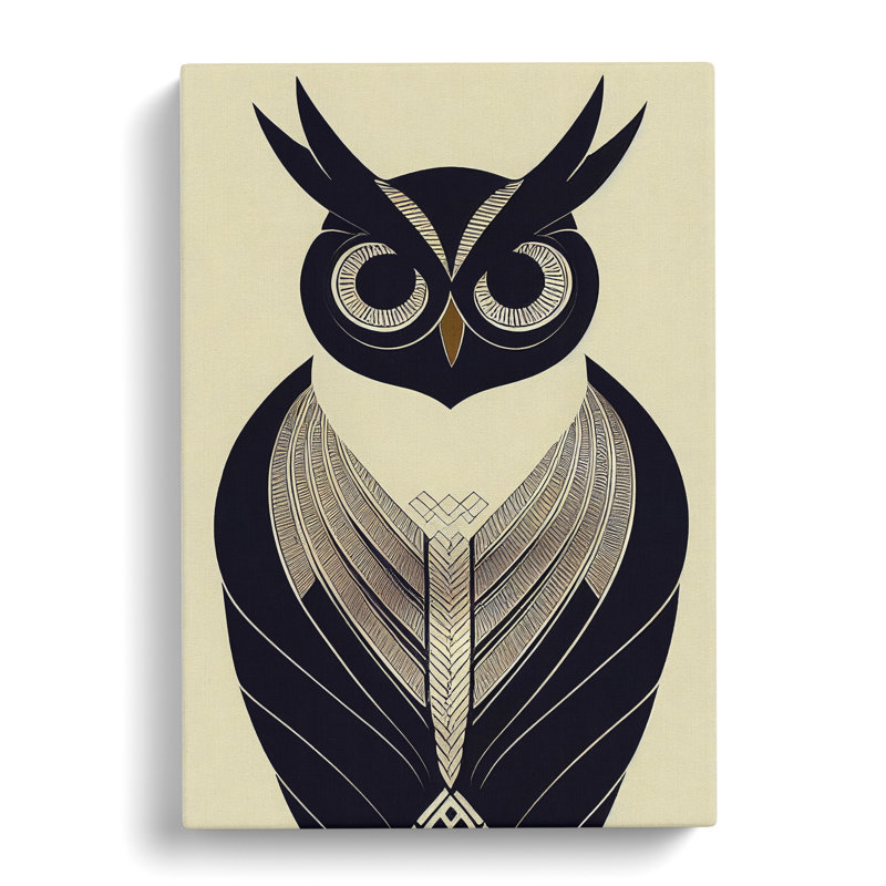 Antique Owl Art No.5 - Wrapped Canvas Print, 50cm H x 35cm W x 3cm D