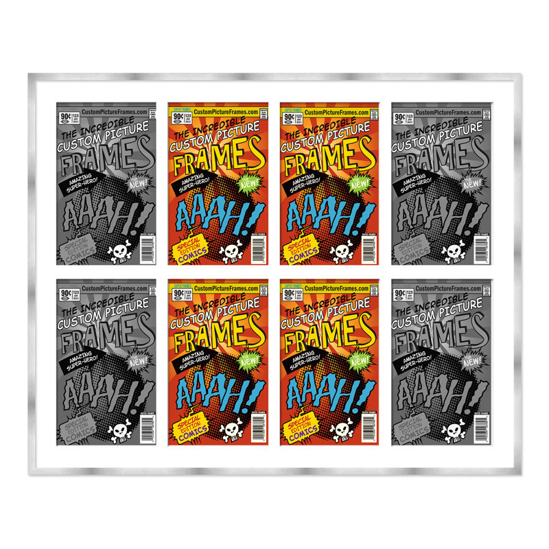 Cadre photo collage, Argent / blanc, 7,25 po x 10,5 po, 37,5 po x 26,5 po