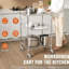 Chariot utilitaire 3, 470 lb, 24 po x 20 po x 36,6 po, 6 crochets, roulettes, surface en acier inoxydable, tablettes réglables, 3 pouces à hauteur réglable silencieuse