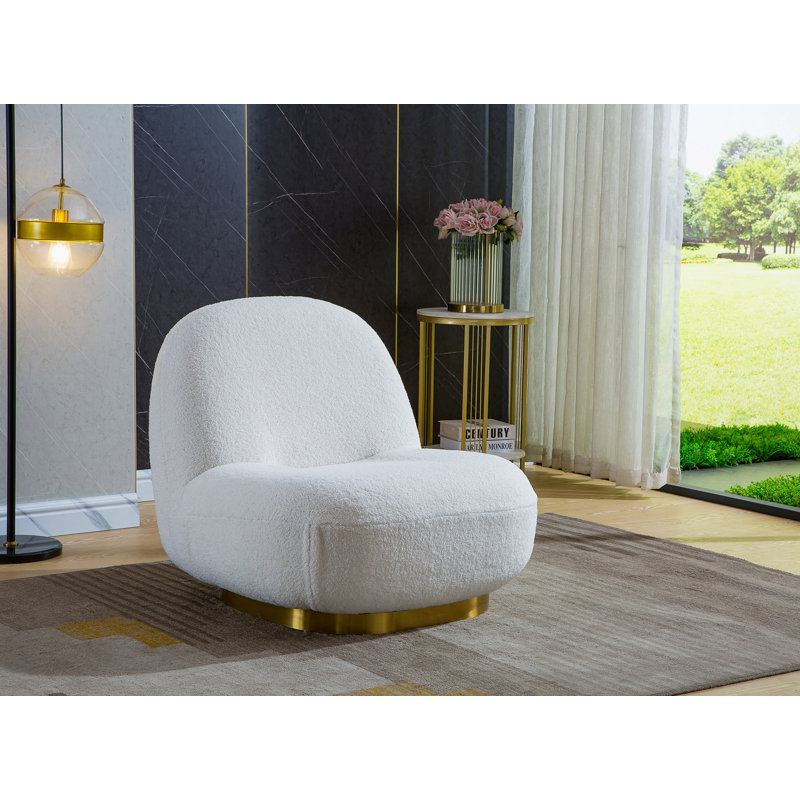 Chaise d'appoint pivotante rembourrée Ponteland, Velours blanc