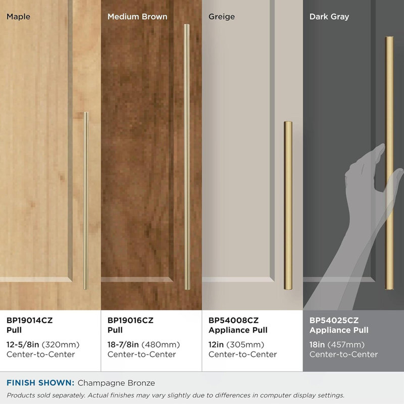 Poignée d'armoire surdimensionnée pour quincaillerie d'armoire | Champagne champagne | Poignée de tiroir de centre à centre | Poignées de bar | Quincaillerie pour la cuisine et la salle de bain | Quincaillerie d'ameublement