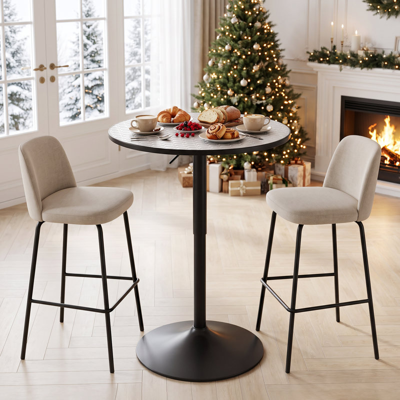Table de bar ronde de 91 cm de hauteur, table de bistro pivotante à hauteur réglable, table de cocktail moderne avec pied central