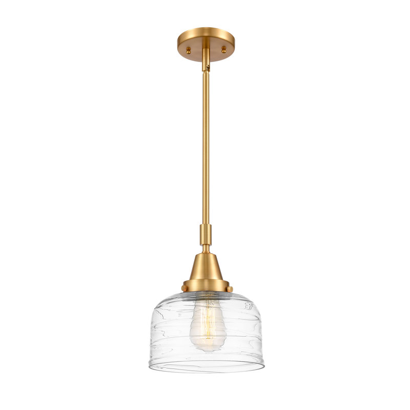 Luminaire suspendu en forme de cloche à 1 lumière Acrion, DEL, H 44,12 po x l 8 po x P 8 po, Or satiné
