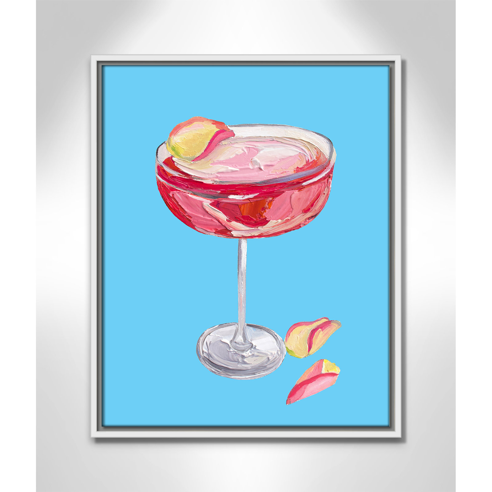Sparkling Rose Gin Cocktail Print by Straker, 21.5" H x 17.5" W, White Floater