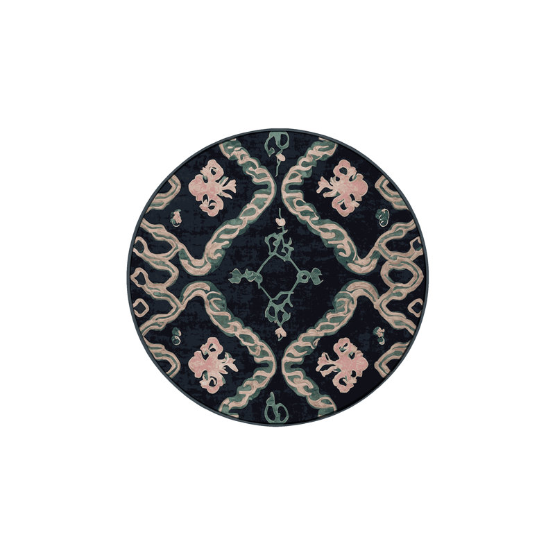 Tapis gris soyeux et moelleux, Rond 6 pi