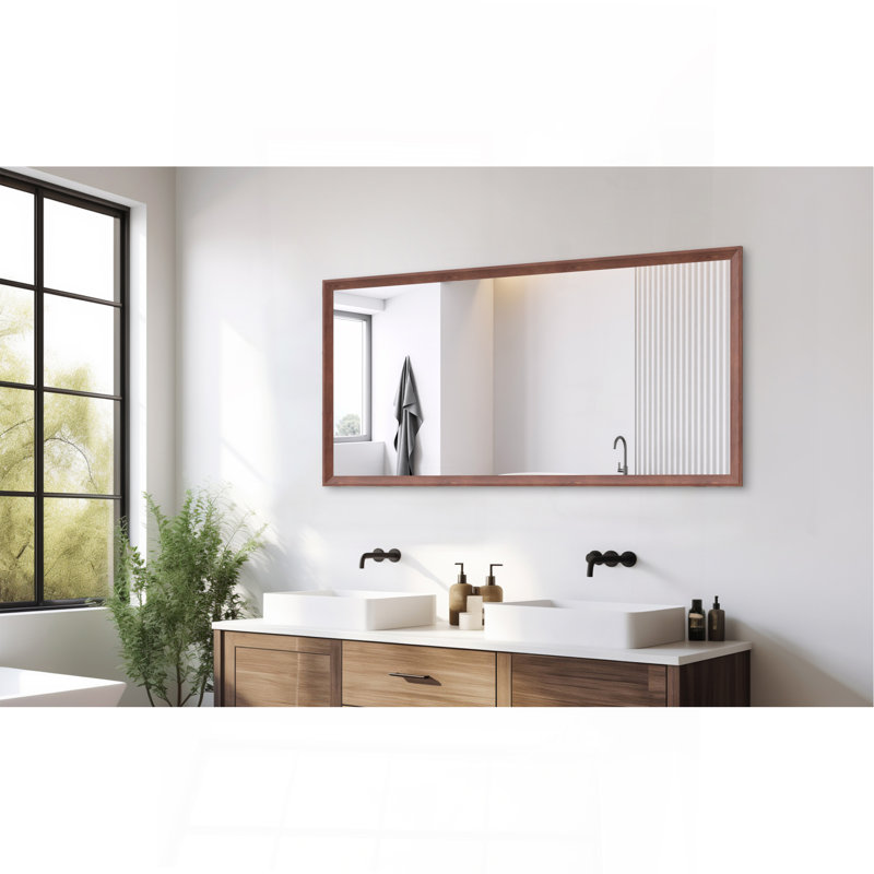 Miroir mural de salle de bain rectangulaire surdimensionné avec cadre, 48 po x 32 po, Noir