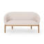 Beige avec surpiqûres en canaux et pieds en bois d'hévéa brun, look Mid-Century moderne, tissu d'assemblage, coutures, requis
