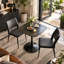 Ensemble de table de bistro contemporaine à pieds en métal et chaises à dossier ajouré lisse-2063693294