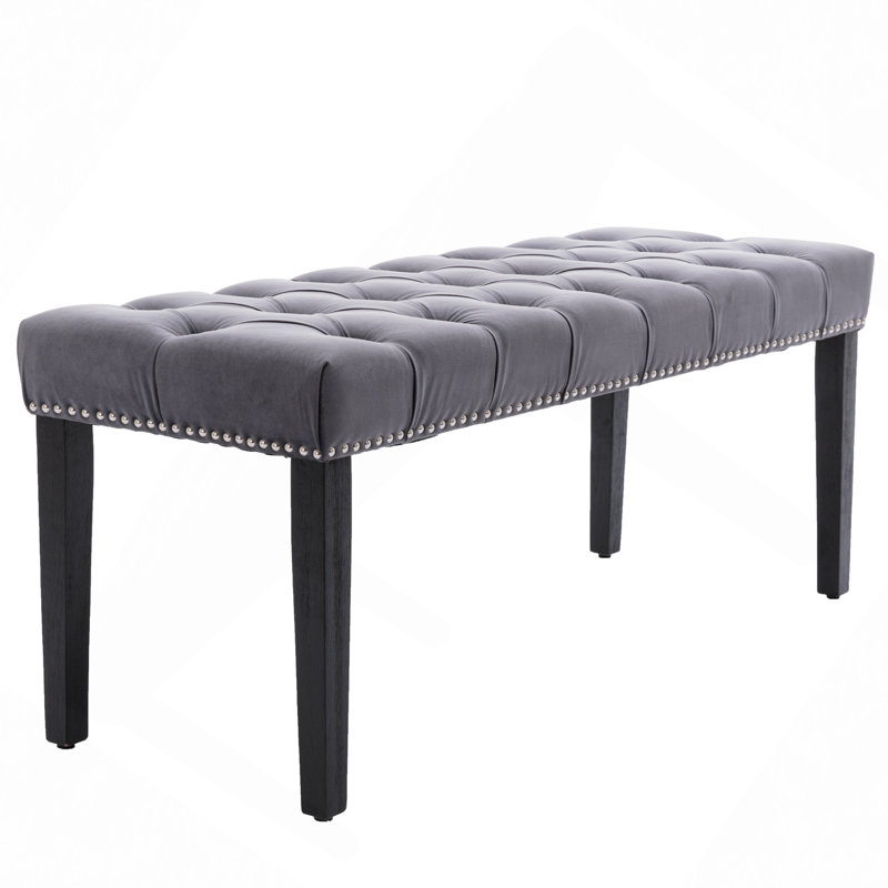 Upholstered Tufted Bench Ottoman , Velvet Dining Bench Bedroom Bench  Footrest Stool Accent Bench For Entryway Dining Room Living Room