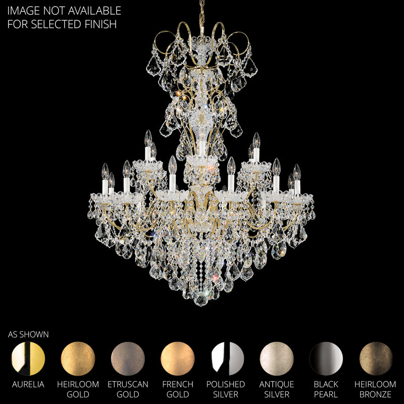 New Orleans 18 Light 36in x 44in Chandelier in Black Pearl with Clear Radiance Crystals, Silver, Chinese (K9)