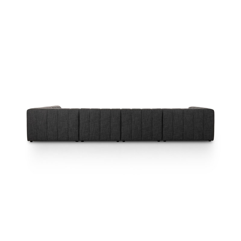 Langham Modular Sectional, Saxon Charcoal Polyester Blend, Left Hand Facing