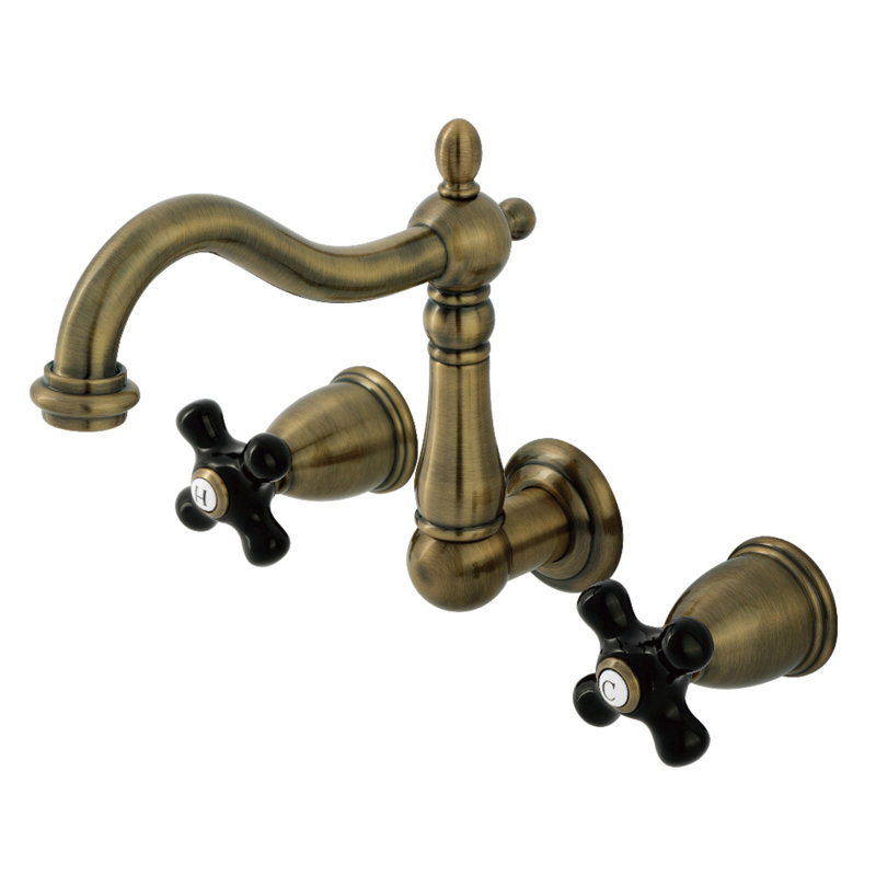 Kingston Brass Duchess Two-Handle Wall Mount Bathroom Faucet, Antique Brass